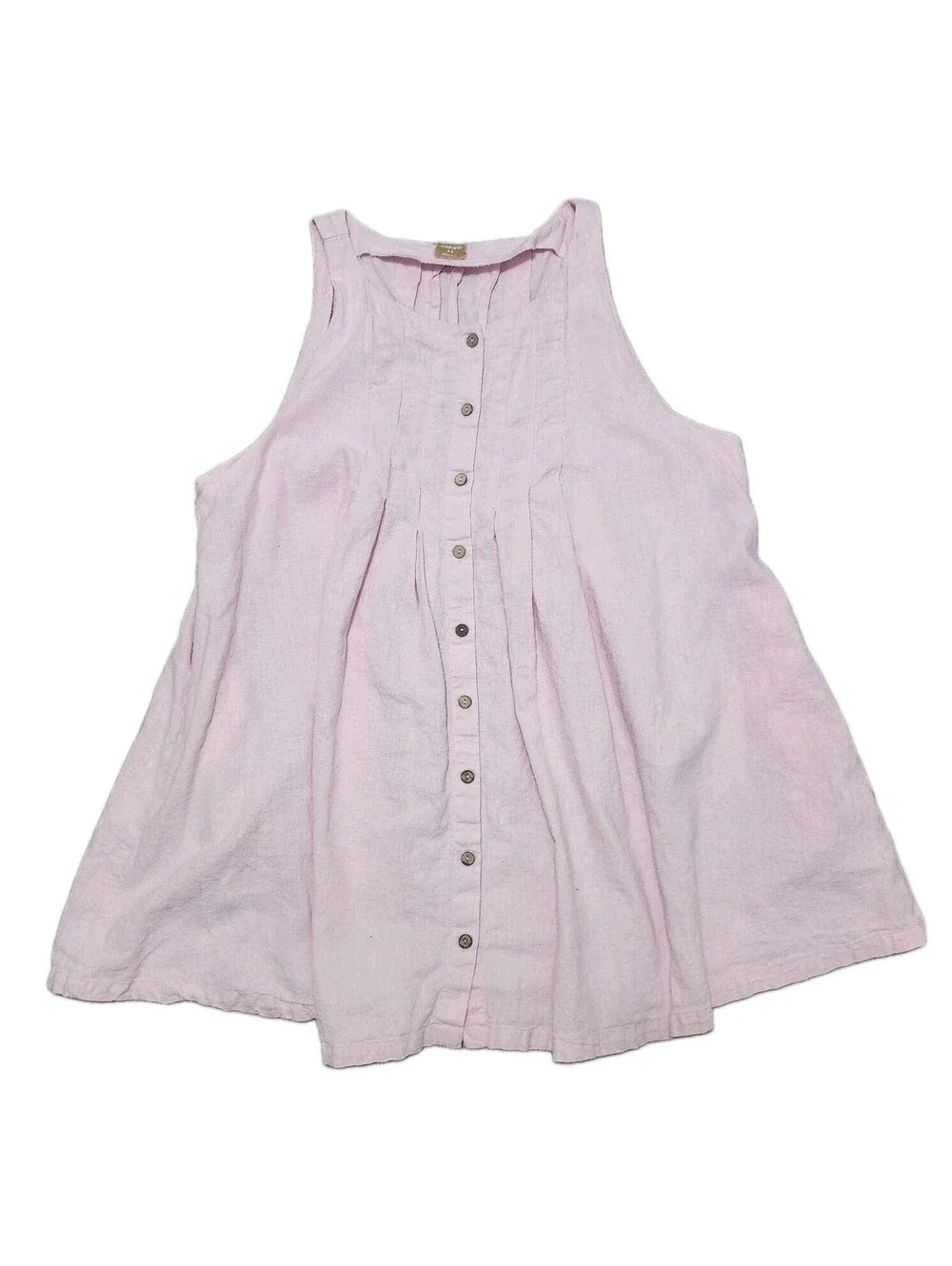 Free est Free People Linen Dress Pink Button Down Swing With Pockets
